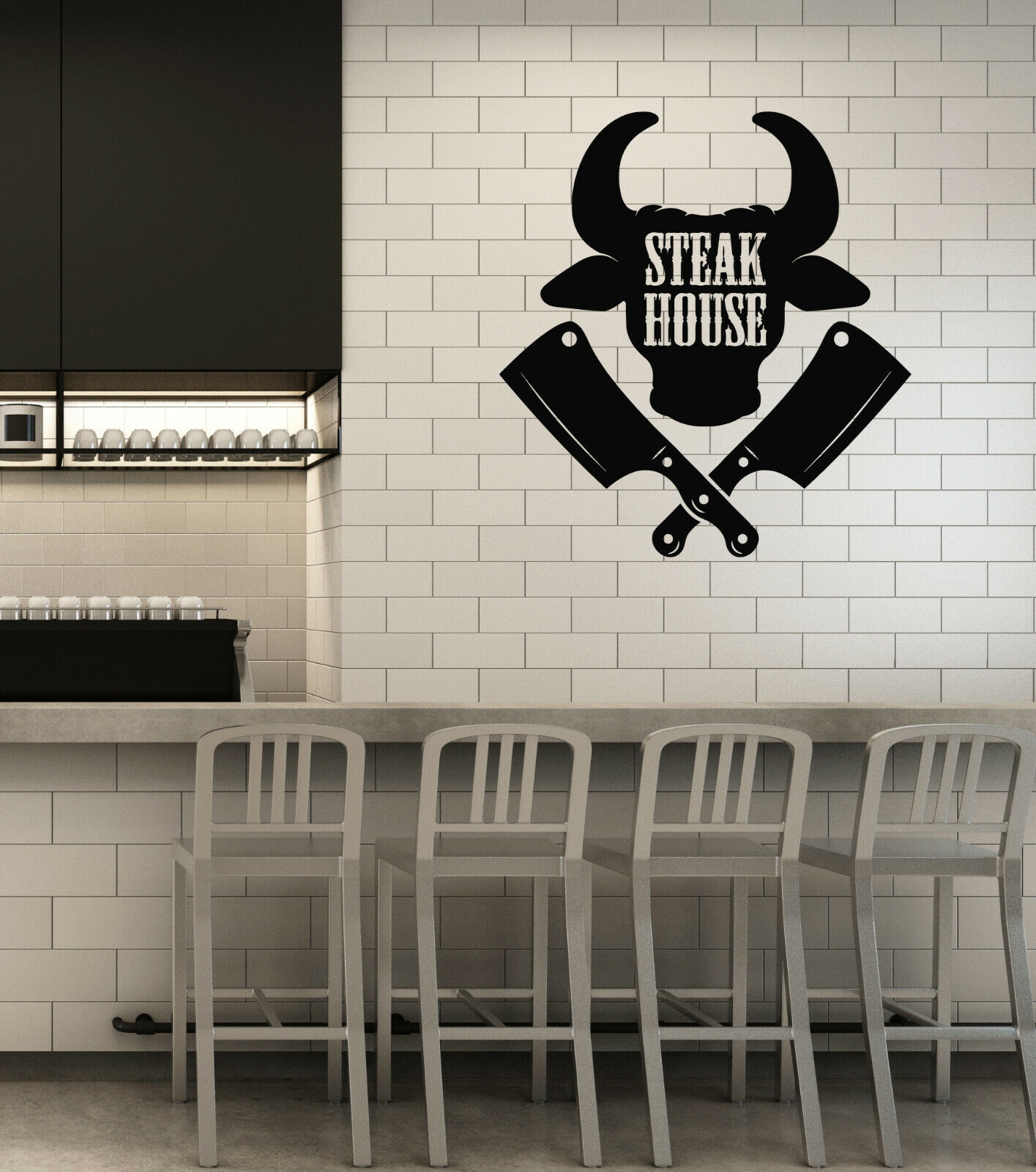 Vinyl Wall Decal Steak House BBQ Barbecue Grill Restaurant Stickers (ig5878)