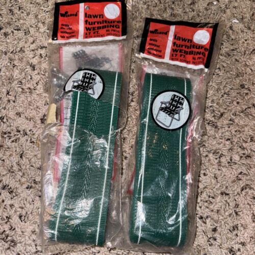 2 Pk Wizard Vintage Lawn Furniture Webbing Green White With Screws NO. PW17S