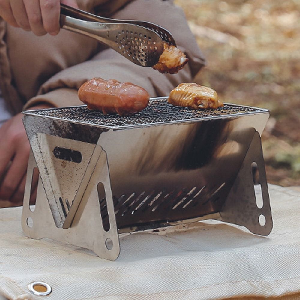 Stainless Steel Folding Barbecue Grill Detachable Grill Burn-er Stand  Picnic