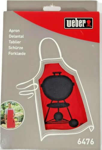 Weber Grill Red Apron with Black Barbecue Grill & Adjustable Neckband New In Box