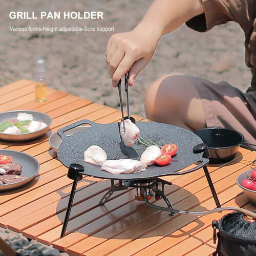 Barbecue Tray Holder Multifunctional Grill Pot Rack Portable Adjustable Metal