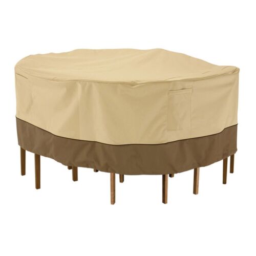 Classic Accessories Outdoor Garden Round Patio Table Chair Cover, Beige 70"