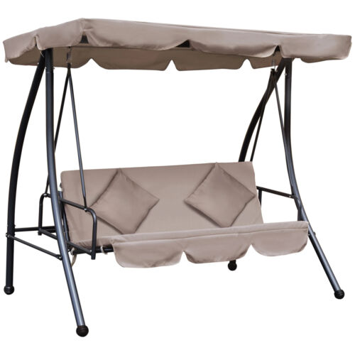 3-Seater Swing Chair, Steel, Polyester-Beige