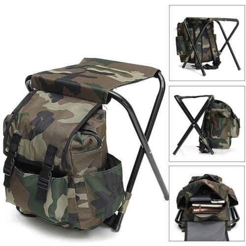 Outdoor Folding Camping Fishing Chair Sturdy Comfortable Stool Backpack Seat Bag