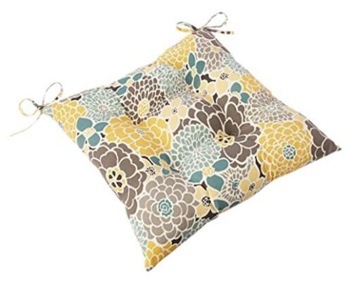 Bright Floral Indoor/Outdoor Chair Seat Cushion with 18.5" x 19" Blue/Tan Lois