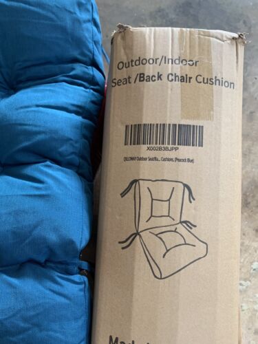 INDOOR -OUTDOOR SEAT/BACK CHAIR CUSHION PEACOCK BLUE