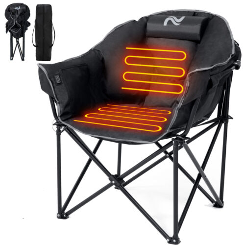 SUNYRISY Heated Camping Chair Padded Lounge Patio Oversized Chair With Headrest