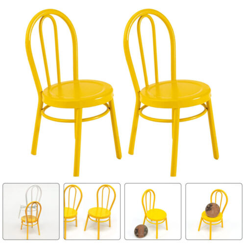 2 Pcs Decorative Outdoor Chair Mini House Furniture Dollhouse