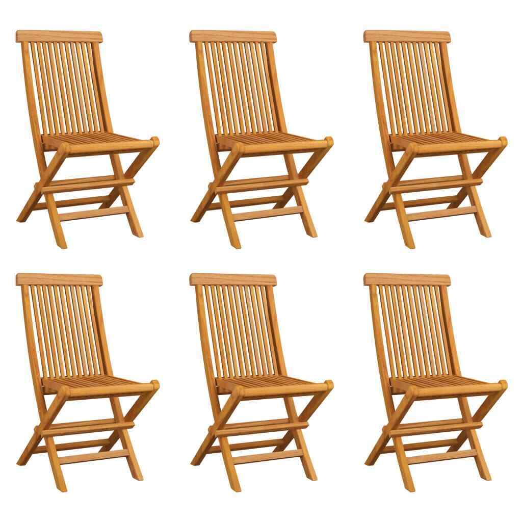 NNEVL Folding Garden Chairs 6 pcs Solid Teak Wood