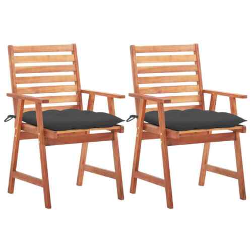 NNEVL Outdoor Dining Chairs 2 pcs with Cushions Solid Acacia Wood