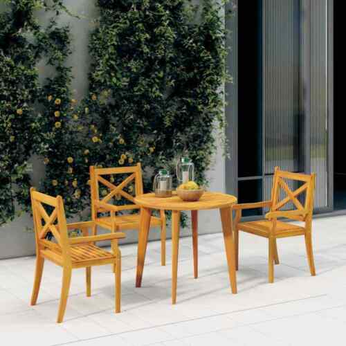 NNEVL Outdoor Dining Chairs 3 pcs Solid Wood Acacia