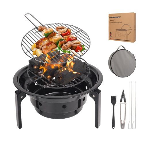 Portable Charcoal Grill With Carry Bag, Camping Barbecue Grill,14.4 Inch Outd...