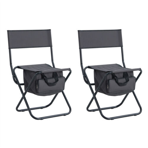 2-Piece Portable Folding Outdoor Chairs with Storage Bag