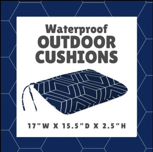 NEW Outdoor cushion patio chair Geo Navy Modern Farmhouse Waterproof USA Made