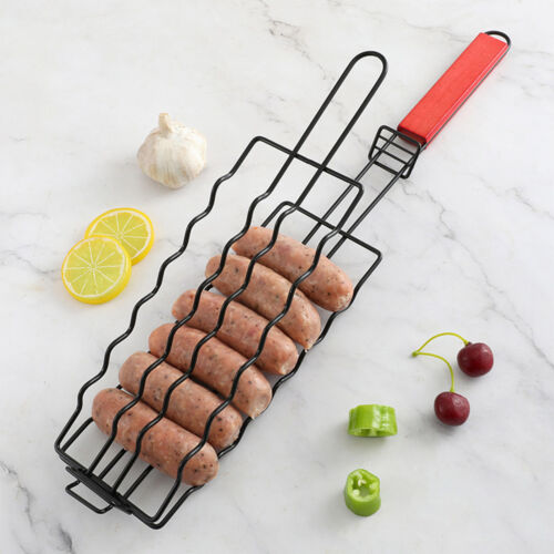 Stainless Steel Barbecue Grill Basket Fish Clip Non Stick Ham Sausage Barbecue