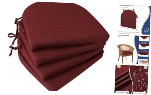 Outdoor Chair Cushions Set of 4, Waterproof Patio 17" x 16" x 2"（4 Pack) Red