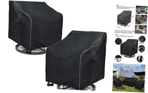 Outdoor Swivel Rocker Chair Cover 2 2Pack-27.5"W x 32.5"D x 39"H Black