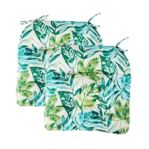 Outdoor Chair Cushions Set of 2 with Ties,19 x 19 x 5 inch,Waterproof Palm Leaf