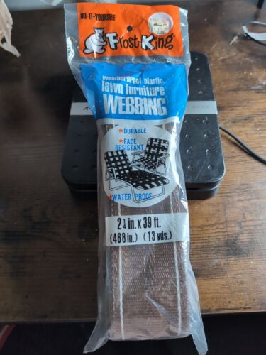 Vintage Frost King Lawn Furniture Webbing 2.25" x 39 Feet White & Grey Stripes