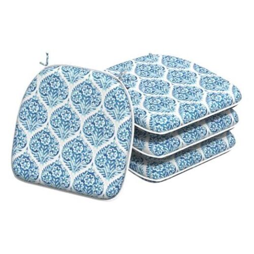 Indoor/Outdoor Chair Cushions 16x17 Inch, Patio Chair 4 Count Celadon Geometric