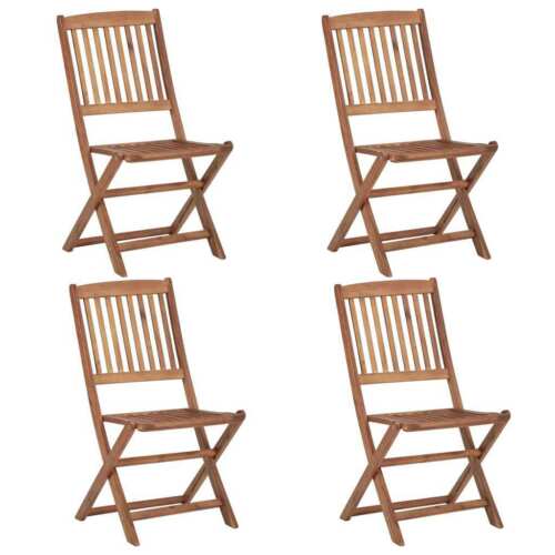 NNEVL Folding Outdoor Chairs 4 pcs Solid Acacia Wood