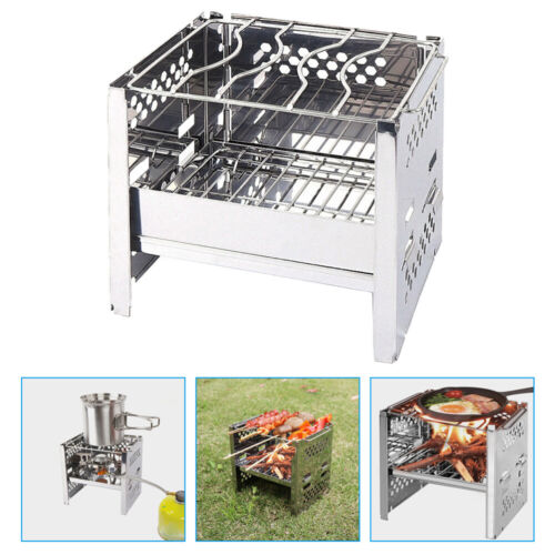 Folding Fire Pit Outdoor Barbecue Grill Wood Stove Space-saving Natural