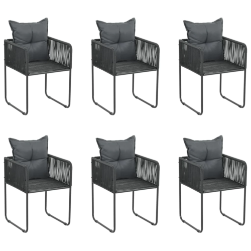 NNEVL Outdoor Chairs 6 pcs with Pillows Poly Rattan Black