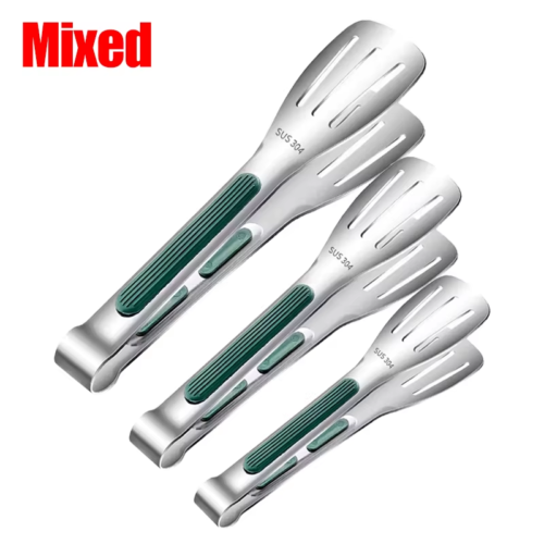 3/1Pcs Stainless Steel Food Tongs Meat Salad Bread Clip Barbecue Grill Buffet Cl