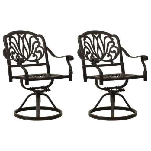 NNEVL Swivel Garden Chairs 2 pcs Cast Aluminium Bronze