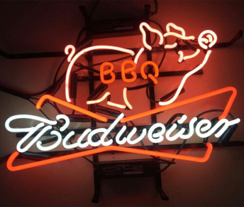 Barbecue BBQ Pig Meat Grill Beer 20"x16" Neon Light Sign Lamp Wall Decor Bar