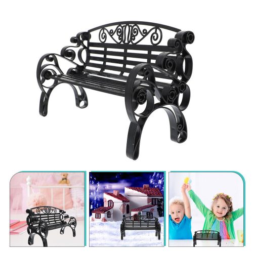 2 Pcs Outdoor Miniature Chair Park Bench Model Dollhouse Ornament