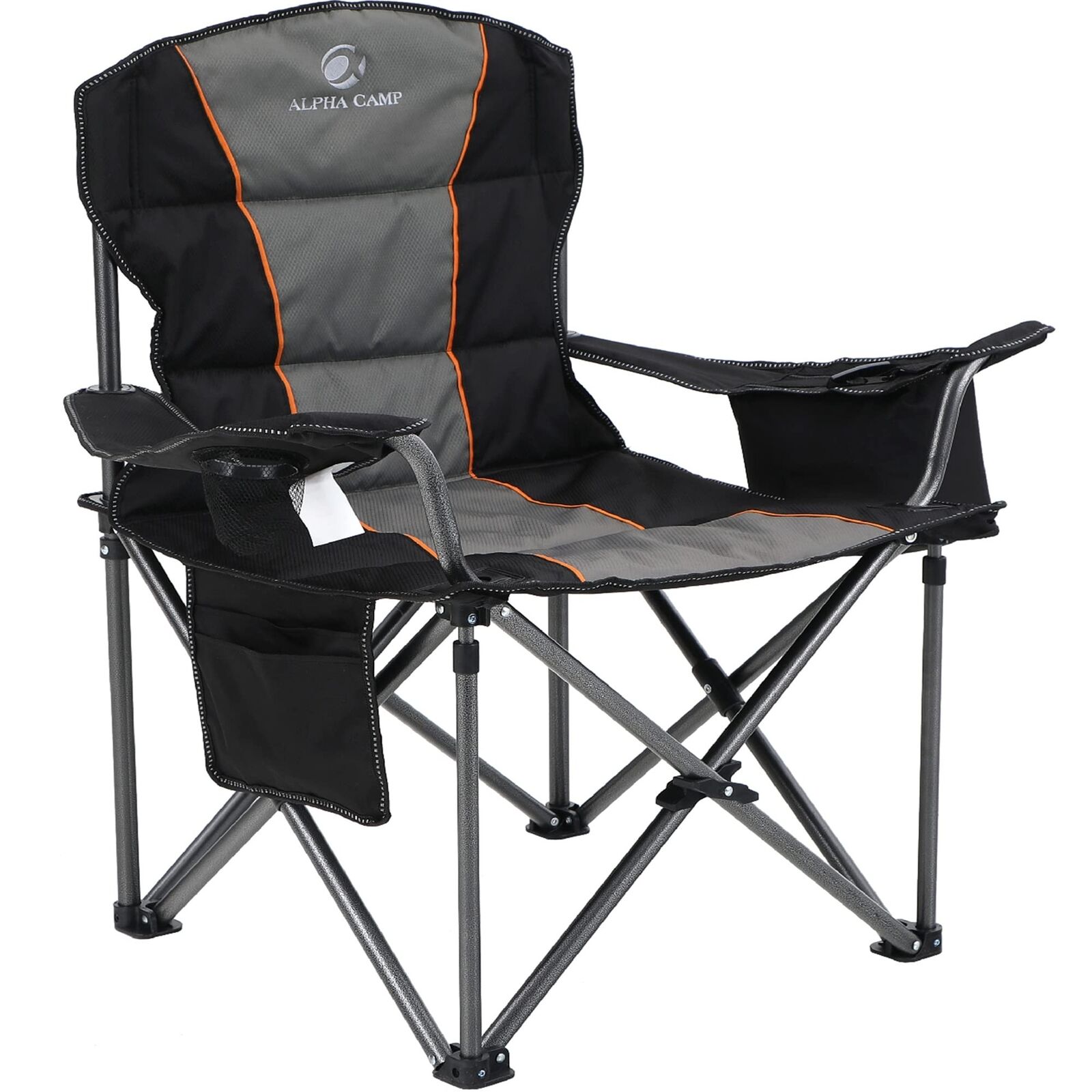 ALPHA CAMP Oversized Camping Folding Chair, Heavy Duty Support 450 LBS Steel ...