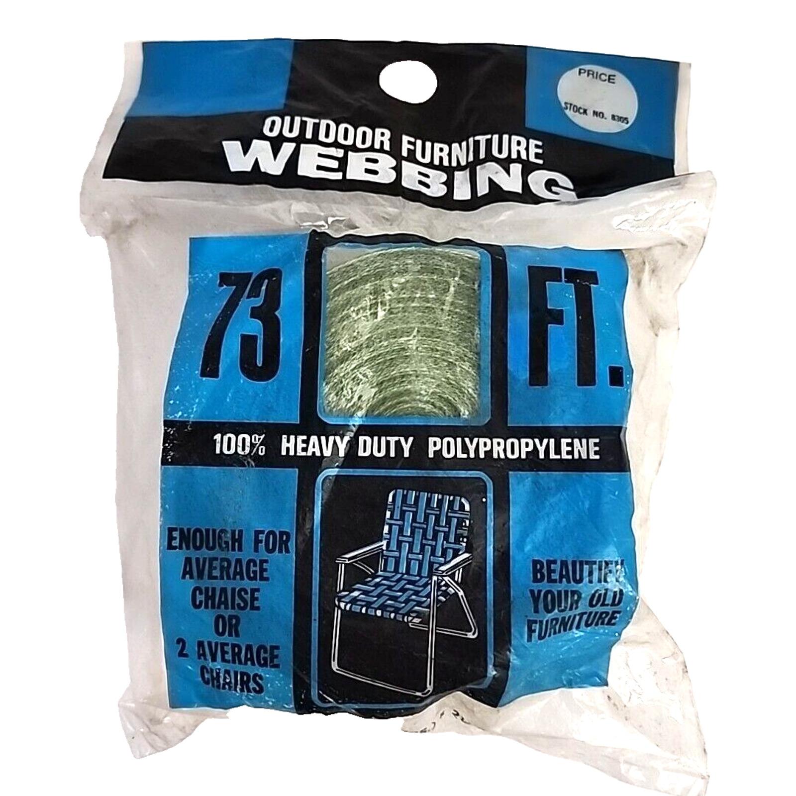 Vintage Wellington Outdoor Furniture Chair Webbing 73' Heavy Duty Green/White