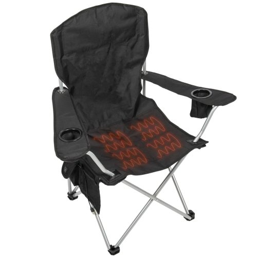 CAMP & GO Heated Deluxe Quad Outdoor Camping Chair, Folding Heated Chair with...