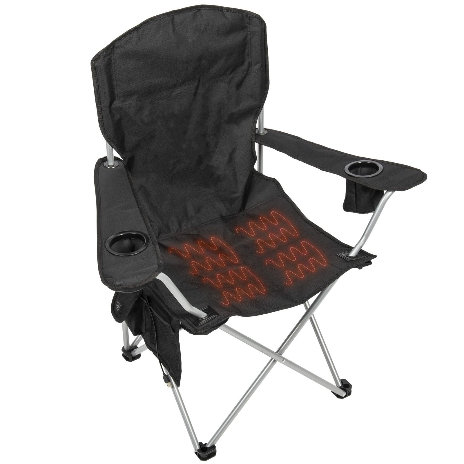 CAMP & GO Heated Deluxe Quad Outdoor Camping Chair, Folding Heated Chair with...