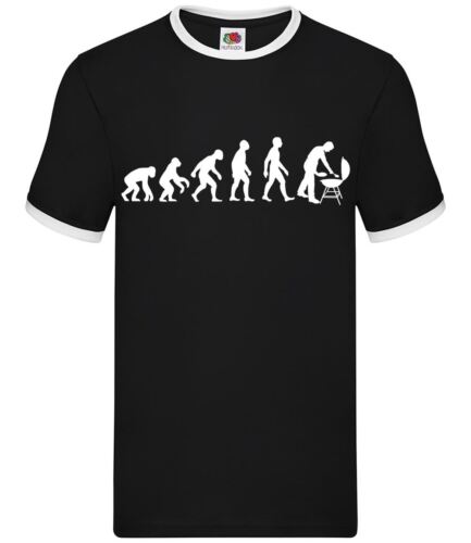 Evolution Of Man BBQ - Mens Ringer - Barbecue Grill Cook Chef Food Summer
