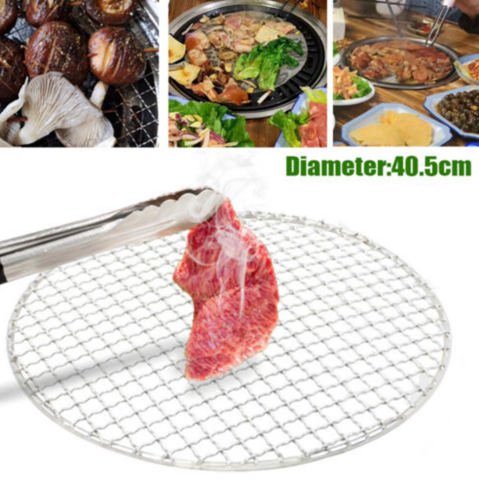 16 Inch Round Barbecue Grill Net Stainless Steel Mesh Rack Grid Grate Steam Net