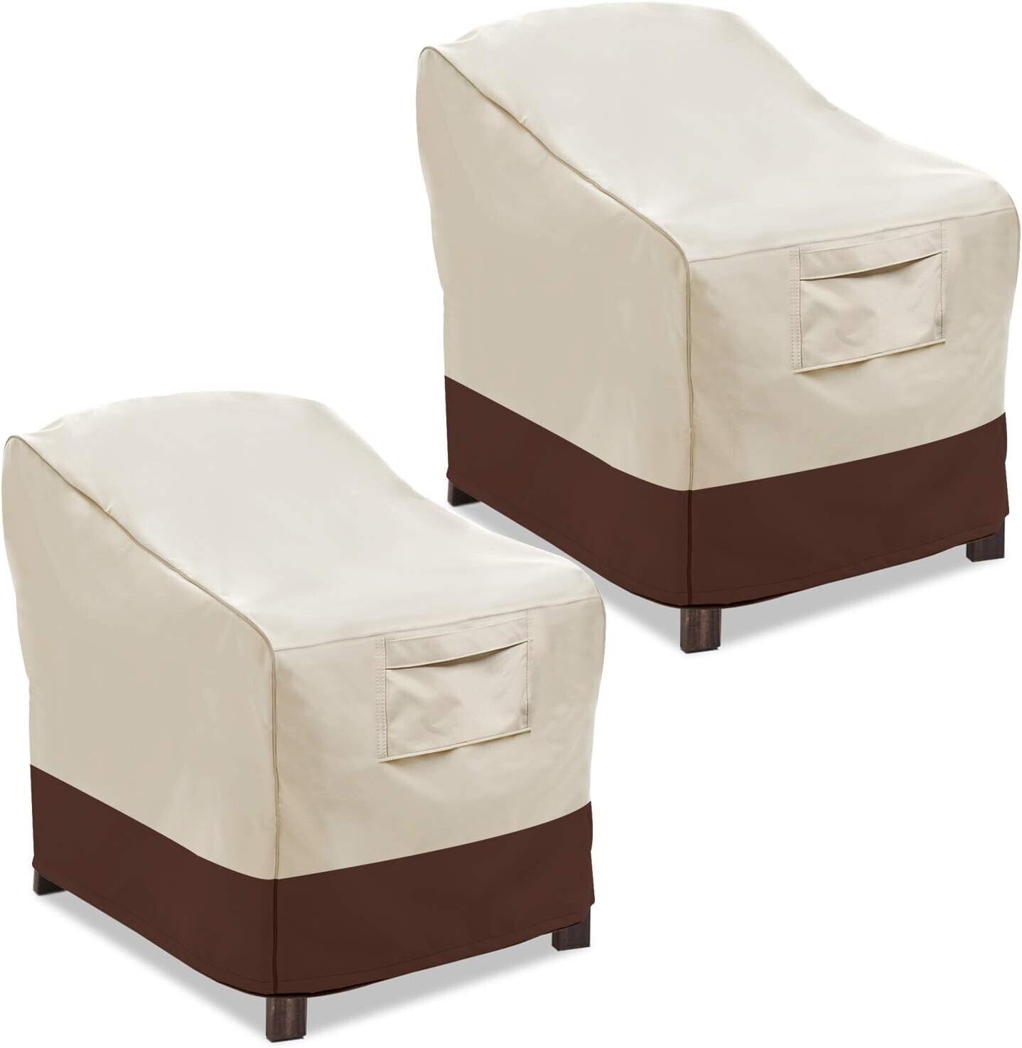 Deluxe Beige & Brown Patio Chair Cover - 600D Heavy Duty Waterproof Protection