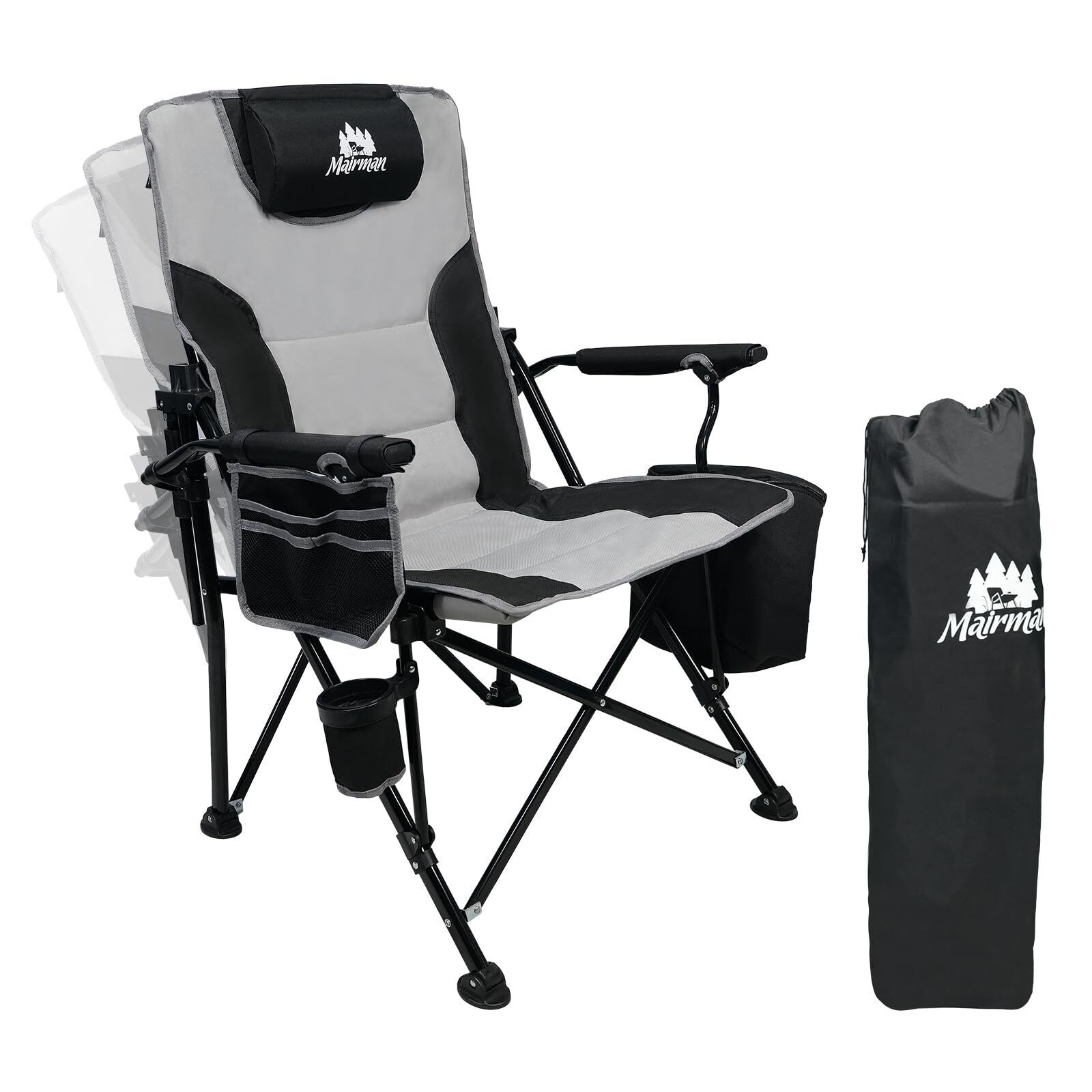 MAIRMAN Camping Chairs Adjustable Backrest, Supports up to 350lbs Lawn Chair,...