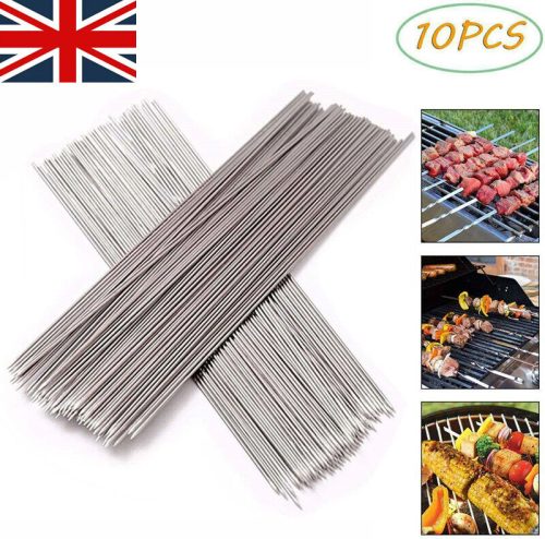 10 Pcs Stainless Steel Barbecue Stick Skewers for Grill Kebab Skewers UK.