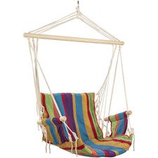 Northlight 23" x 39" Multi-Color Stripe Pattern Hammock Padding Wooden Armrests