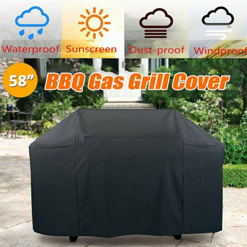 Black BBQ Gas Grill Cover Barbecue Waterproof Outdoor Heavy Duty UV Protection