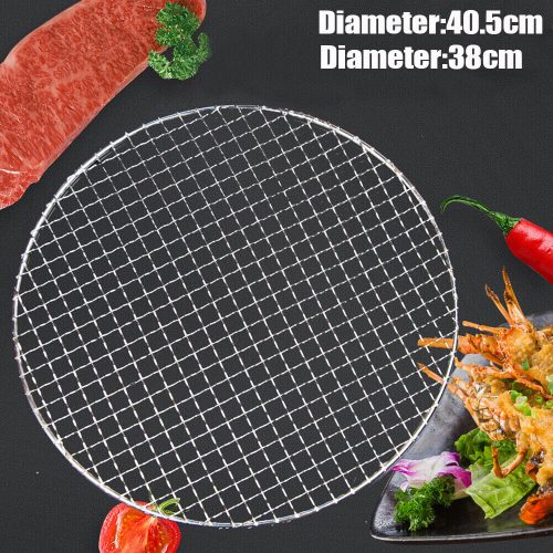 16" Round Barbecue Grill Net Pan Stainless Steel Mesh Rack Grid Grate Steam Net