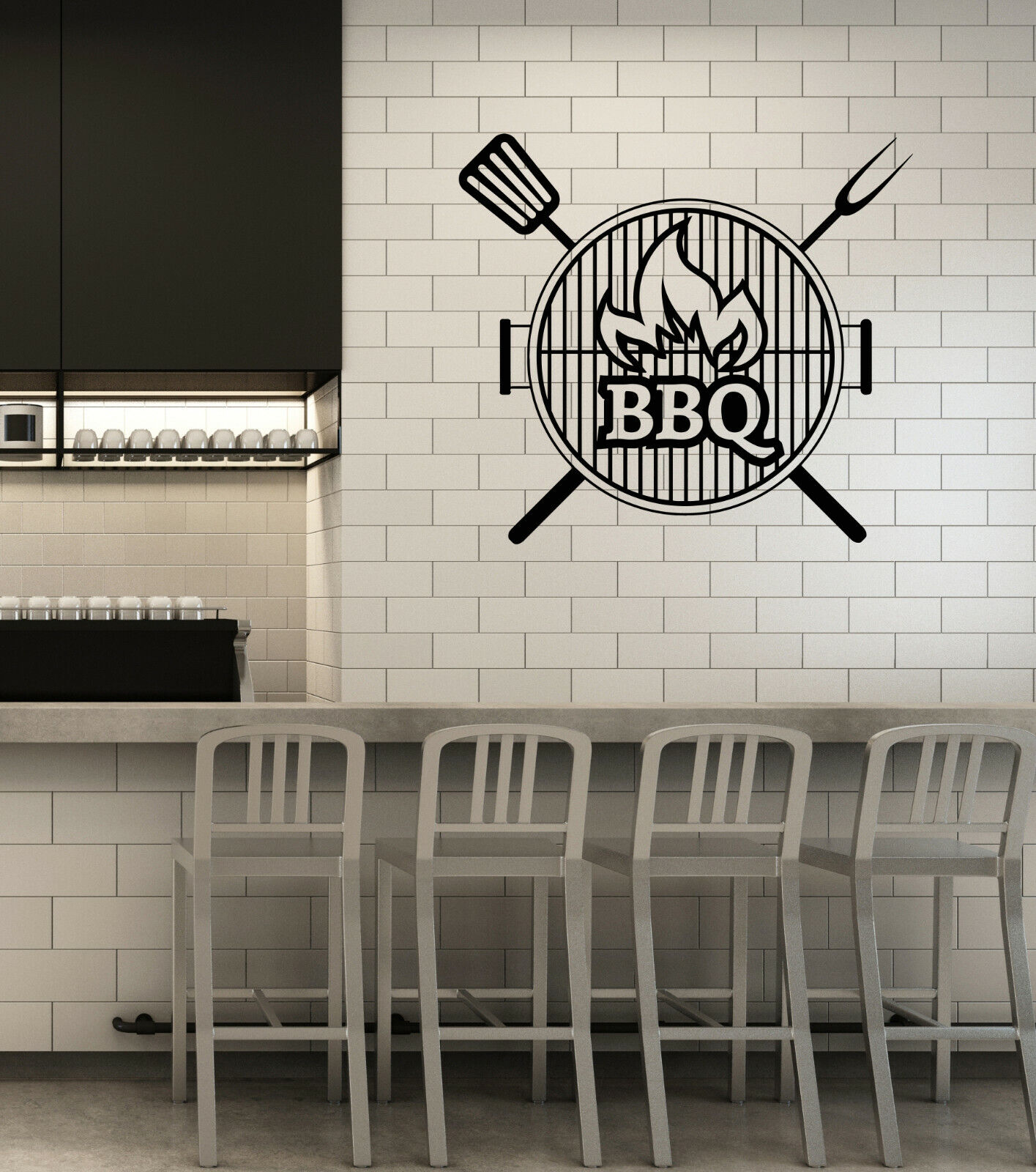 Vinyl Wall Decal BBQ Barbecue Grill Bar Smokehouse Interior Stickers (ig5822)