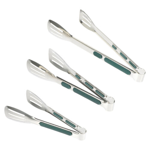 3 Pcs Food Tongs Barbecue Grill Heat and Serve Bread Steak Steaks