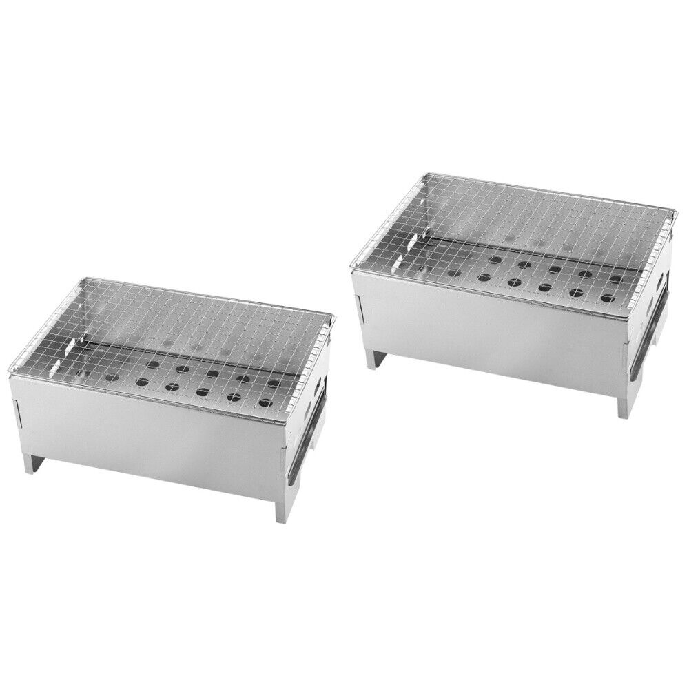 2pcs Camping Grill Portable Barbecue Grill Iron Barbecue Grill Professional