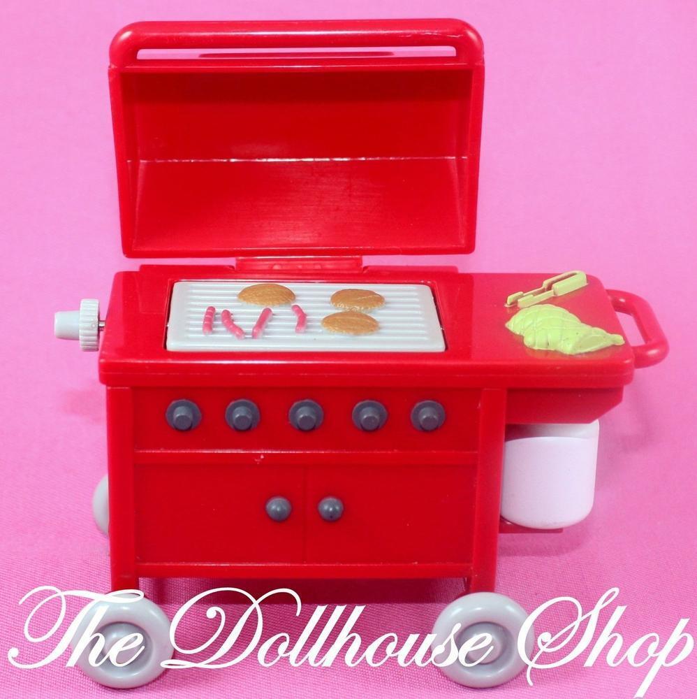 Fisher Price Loving Family Dollhouse Red Barbecue BBQ Grill Barbeque Kitchen