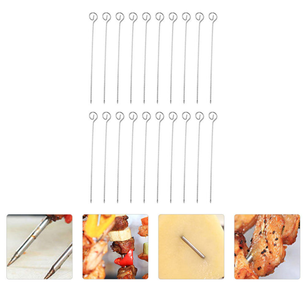 20 Pcs Stainless Steel Barbecue Stick Skewer Grill Basket Pan