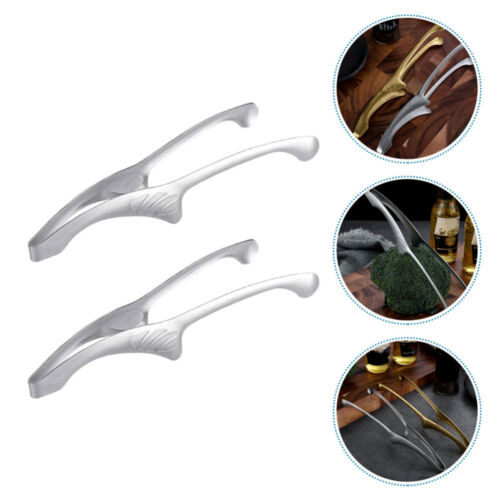 2 Pcs Barbecue Grill Rack Outdoor Charcoal Comfortable Grip Food Tong