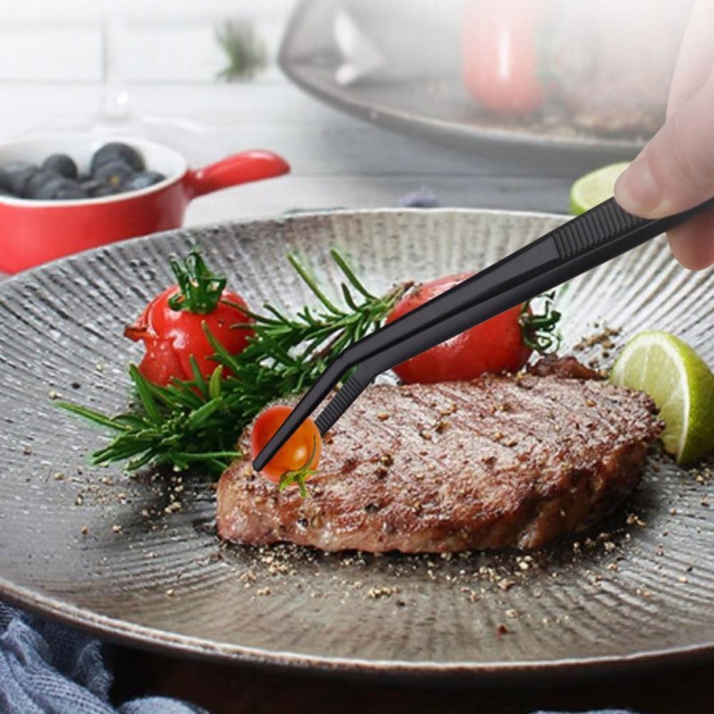 Stainless Steel Barbecue Tongs Black Grill Clip Food Tweezer Bread